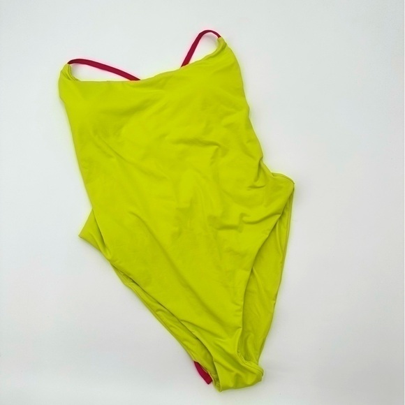 Andie Swim Fiji Neon Lemon Pink Strappy One Piece Swimsuit Size XS - Picture 2 of 5